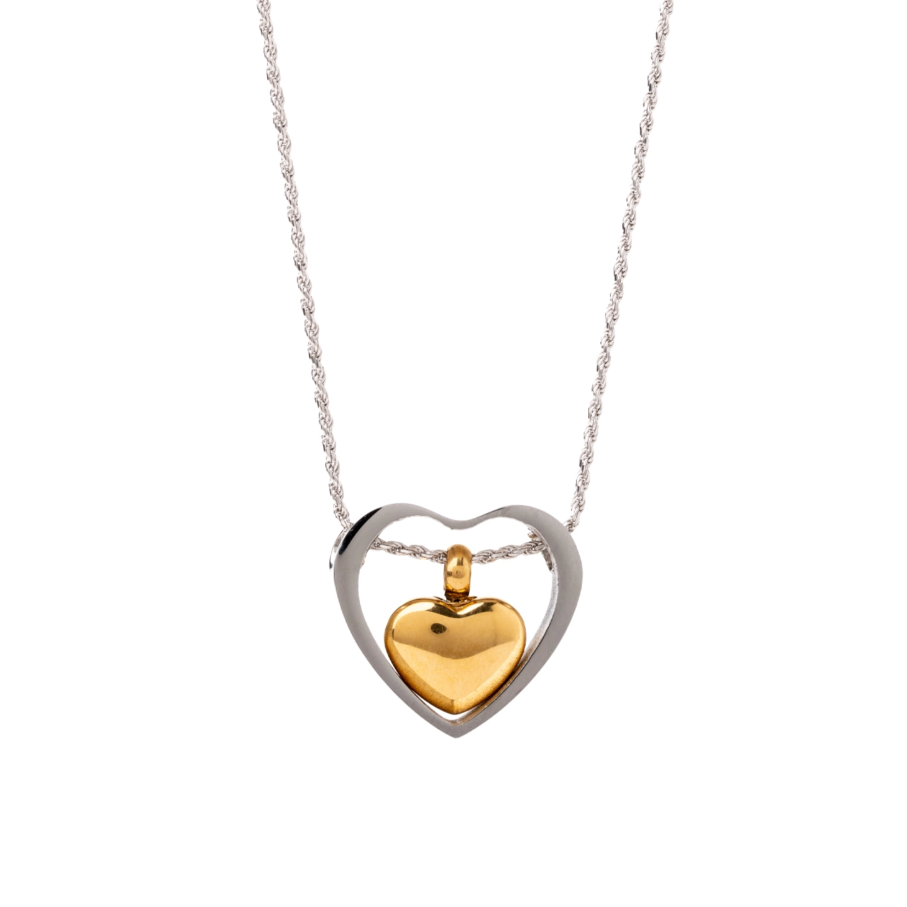 Sempre Or jaune avec chaîne en argent - Collier pour cendres d’Animaux